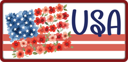 USA - Floral Flag - Scrapbook Page Title Die Cut