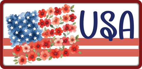 USA - Floral Flag - Scrapbook Page Title Die Cut