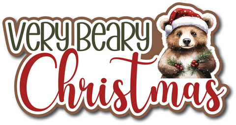 Very Beary Christmas - Scrapbook Page Title Die Cut