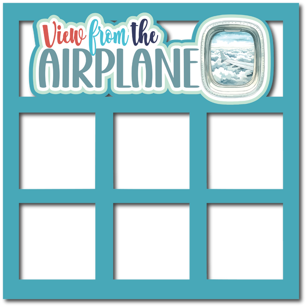 View From the Plane - 6 Square Frames - Scrapbook Page Layered Overlay Kit