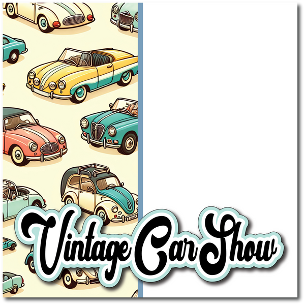Vintage Car Show - Printed Premade Scrapbook Page 12x12 Layout