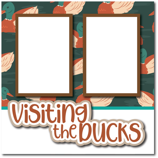 Visiting the Ducks - Printed Premade Scrapbook Page 12x12 Layout