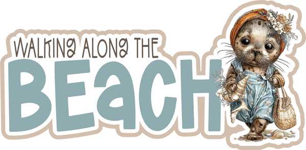 Walking along the Beach - Scrapbook Page Title Sticker