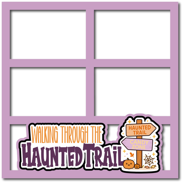 Walking Through the Haunted Trail - 4 Frames - Scrapbook Page Layered Overlay Kit