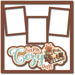 Warm Cozy Days - 3 Frames - Scrapbook Page Layered Overlay Kit
