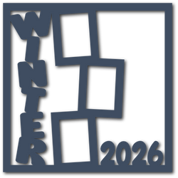 Winter 2026 - Dark Blue - 3 Frames - Scrapbook Page Overlay