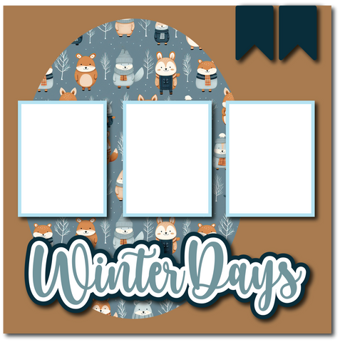 Winter Days - Printed Premade Scrapbook Page 12x12 Layout