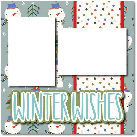 Winter Wishes - Printed Premade Scrapbook Page 12x12 Layout