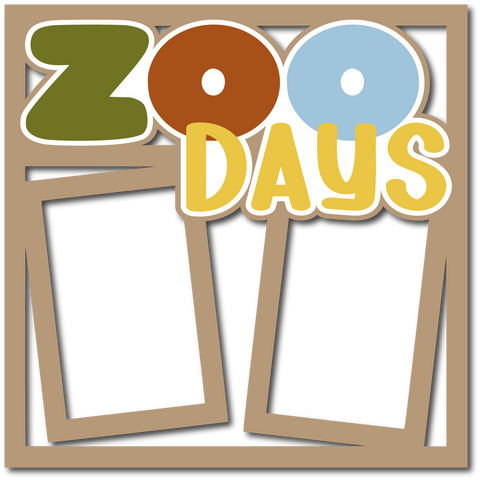 Zoo Days - 2 Frames - Scrapbook Page Layered Overlay Kit
