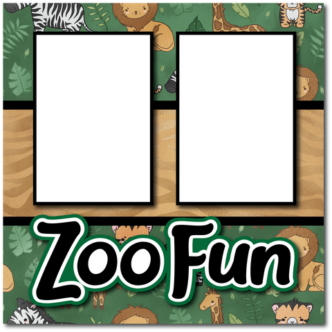 Zoo Fun - Printed Premade Scrapbook Page 12x12 Layout