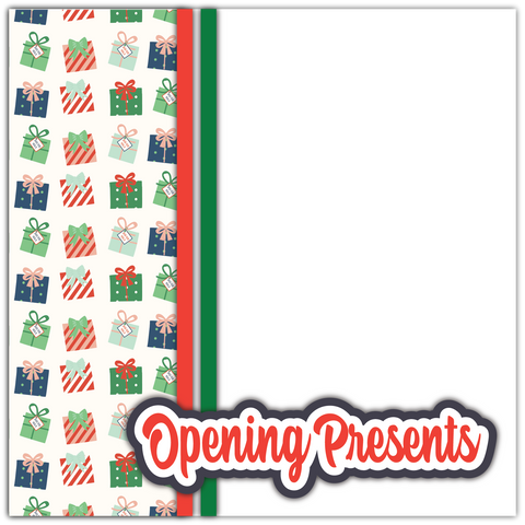 Opening Presents - Printed Premade Scrapbook Page 12x12 Layout