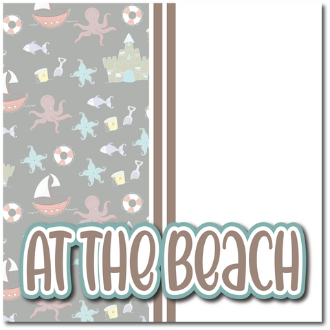 At the Beach - Printed Premade Scrapbook Page 12x12 Layout