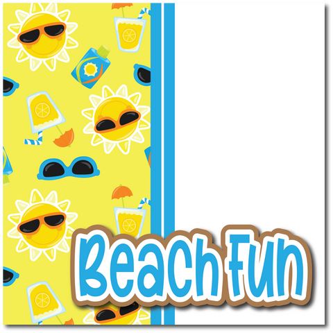 Beach Fun - Printed Premade Scrapbook Page 12x12 Layout