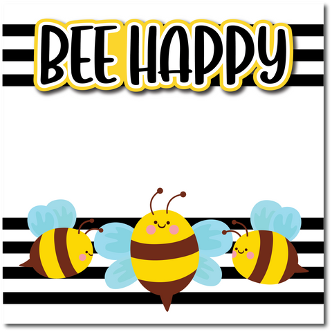 Bee Happy - Printed Premade Scrapbook Page 12x12 Layout