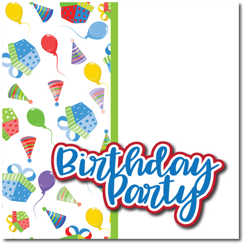 Birthday Party - Printed Premade Scrapbook Page 12x12 Layout