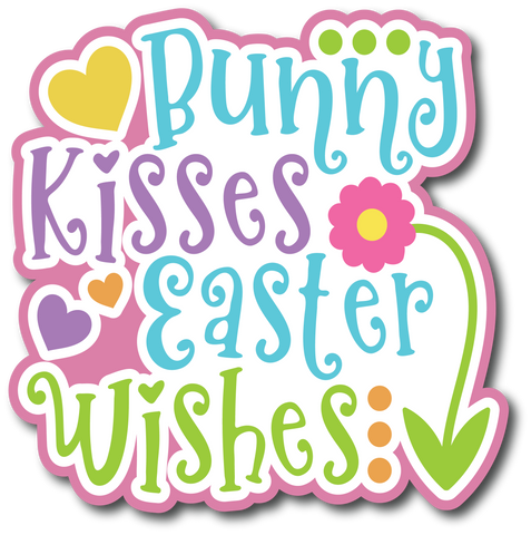 Bunny Kisses Easter Wishes - Scrapbook Page Title Sticker