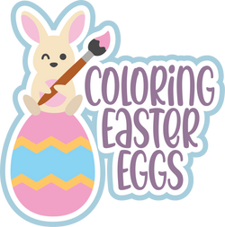 Coloring Easter Eggs - Scrapbook Page Title Sticker