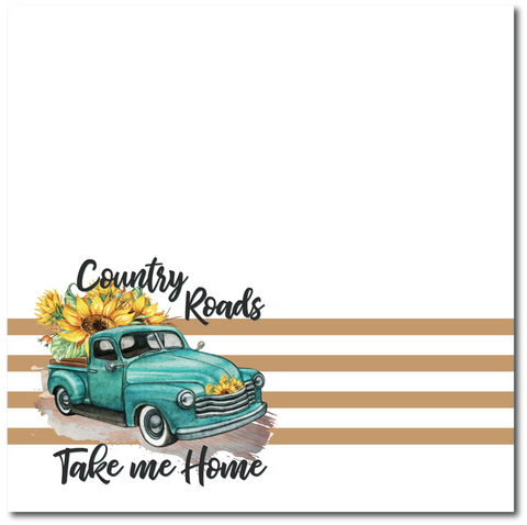 Country Roads Take Me Home - Printed Premade Scrapbook Page 12x12 Layout