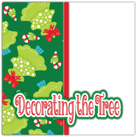 Decorating the Tree - Printed Premade Scrapbook Page 12x12 Layout