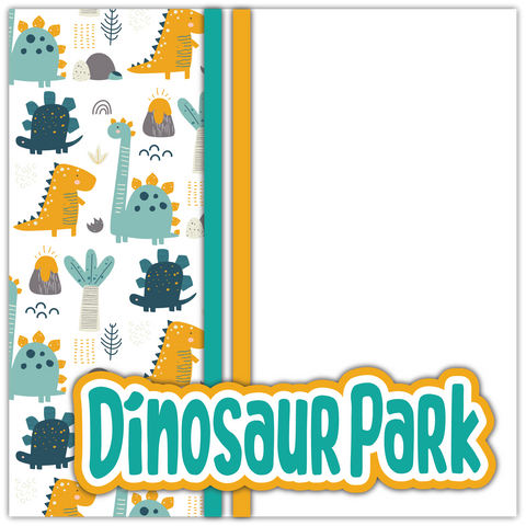 Dinosaur Park - Printed Premade Scrapbook Page 12x12 Layout