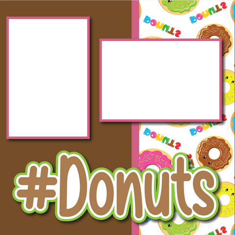 #Donuts - Printed Premade Scrapbook Page 12x12 Layout