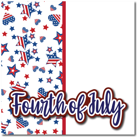 Fourth of July - Printed Premade Scrapbook Page 12x12 Layout