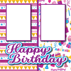 Happy Birthday - Printed Premade Scrapbook Page 12x12 Layout