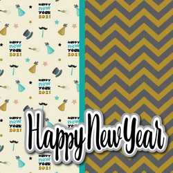 Happy New Year - Printed Premade Scrapbook Page 12x12 Layout