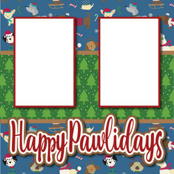 Happy Pawlidays - Dogs - Printed Premade Scrapbook Page 12x12 Layout