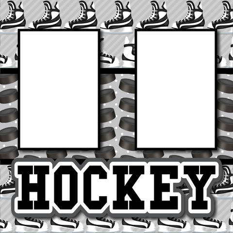 Hockey - Printed Premade Scrapbook Page 12x12 Layout