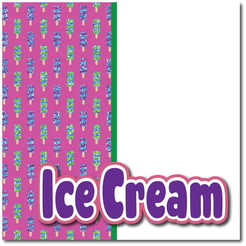Ice Cream - Printed Premade Scrapbook Page 12x12 Layout
