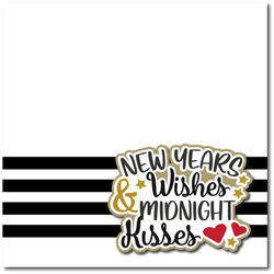 New Years Wishes & Midnight Kisses - Printed Premade Scrapbook Page 12x12 Layout