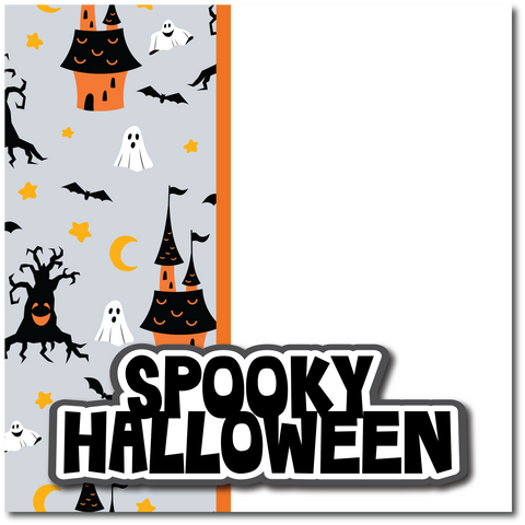 Spooky Halloween - Printed Premade Scrapbook Page 12x12 Layout