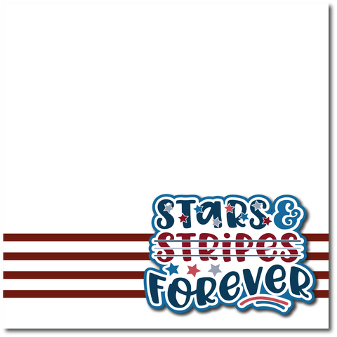 Stars & Stripes Forever - Printed Premade Scrapbook Page 12x12 Layout