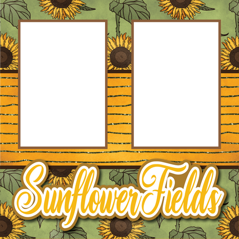 Sunflower Fields - Printed Premade Scrapbook Page 12x12 Layout