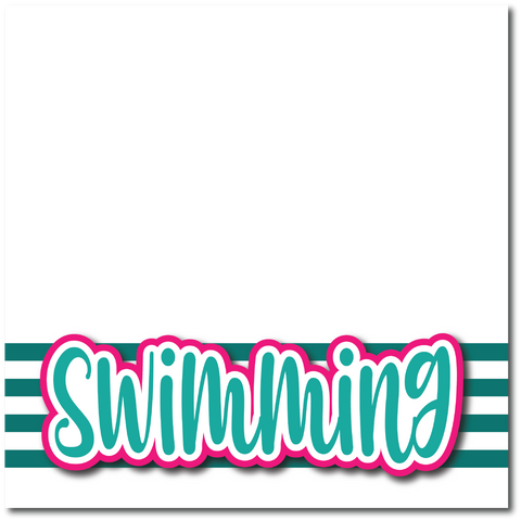 Swimming - Printed Premade Scrapbook Page 12x12 Layout