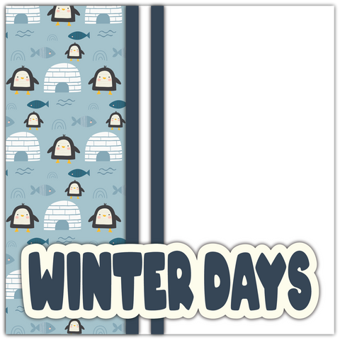 Winter Days - Printed Premade Scrapbook Page 12x12 Layout