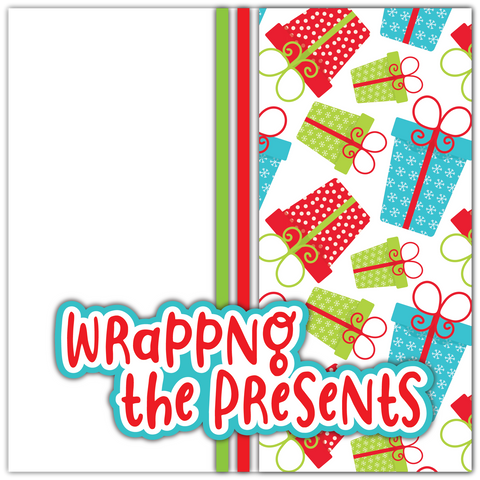 Wrapping the Presents - Printed Premade Scrapbook Page 12x12 Layout